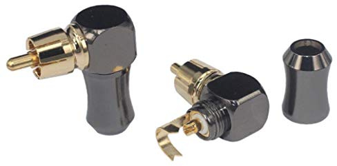KK-01-4 [4Pcs 90° Angle] Hi End RCA Male Plug Adapter Audio Phono Gold Plated Solder Connector KK-01-4