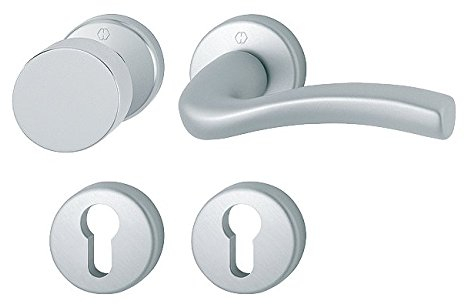 Hoppe Melbourne Aluminium Rosettengarnitur F1-2 Natur matt, Wechsel-Garnitur, rechts, Profilzylinder
