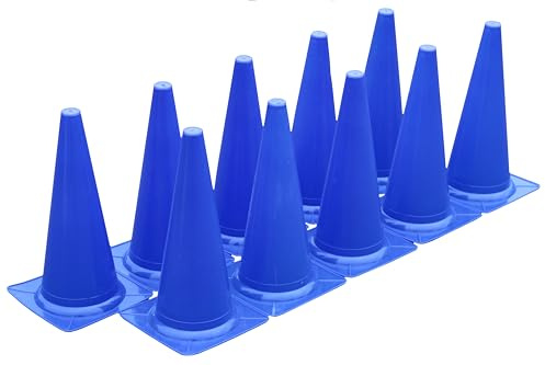Boje Sport - 10er Set Markierkegel, 38 cm, Farbe: blau, für das Fußballtraining, Trainingshilfen, Leitkegel, Inlineskating, Reitsport und Agility Hundesport, Leichtathletik