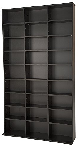 tectake Regal Aufbewahrung, offene Schrank Wand stehend für CDs, DVDs, als Bücherregal, Raumtrenner, Ständer oder Vitrine für Sammlungen und Hobby - schwarz