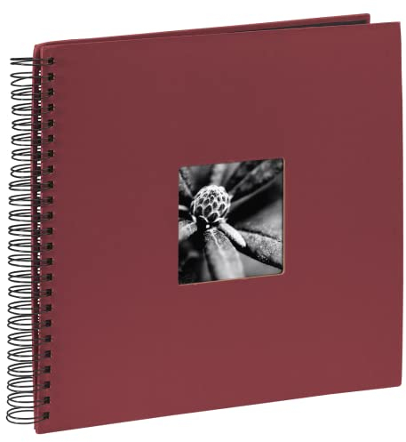 Hama Fotoalbum Jumbo 36x32 cm (Spiral-Album mit 50 schwarzen Seiten, Fotobuch mit Pergamin-Trennblättern, Album zum Einkleben und Selbstgestalten) Bordeaux
