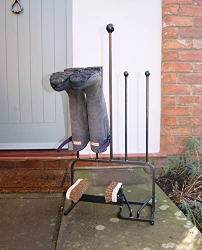 GAP GARDEN PRODUCTS 2-Pair Boot Centre with Scraper & Jack – Mudroom Wellies Storage Rack, Easy Boot Removal, Solid Steel, Indoor & Outdoor Use, Fully Assembled. UK Made