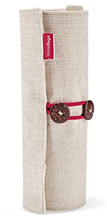 transotype senseBag Rollmäppchen Eco creme, nachhaltige praktische Mappe aus 100% recyceltem Polyester-Material, mit 18 Stiftschlaufen zum Einrollen, ideal für unterwegs