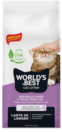 World's Best Litière pour Chat 28 LB (12,7 kg) Parfum Lavande