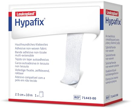 Hypafix Wide-Area Fixation 2.5 cm x 10 m, 1 Roll | Soft, flexible, breathable wide area fixation for securing wound dressings and devices, Can easily be cut to size