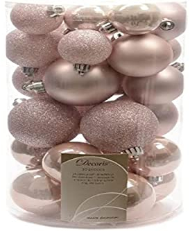 Kaemingk - Palline di Natale infrangibili, decorazioni lussuose, confezione da 30 pezzi, 340596, colore: rosa cipria, misura unica, JNS_446988