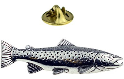 GTR F44 braun Forelle Fisch Zinn Anstecknadel