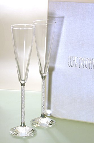 2-er Set CASSINI Sektflöte mit Glasdiamanten im edlen Geschenk-Karton, Höhe 27,5 cm