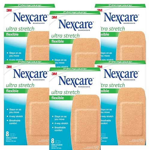 Nexcare Ultra Stretch Flexible Bandages, Knee and Elbow, 2 x 4 in, 48 Count