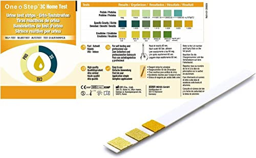 One Step: 5 x Kidney Function Test Strips, Creatinine, Protein and Specific Gravity Urine Kits - Kidney Testing Kit