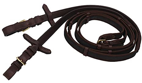 Horka zügel rutschfest mit Anschlägen braun/goldvoll
