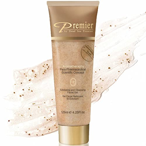 Premier Dead Sea Face Scrub, Exfoliating Face Wash for Women and Men, Para-Pharmaceutical Facial Gel Cleanser with Dead Sea Salt Minerals, Micro Grains, Non-Drying (4.25 Fl oz)