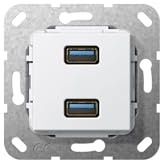 Gira 568403 USB 3.0 A 2 Fach Gender Changer Einsatz, reinweiß