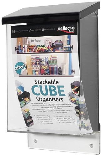Deflecto Prospektbox für Außenbereich, DIN A5, Hochformat 175 x 285 x 74 mm, UV-geschützt & wetterbeständig, inkl. Montagematerial, Flyerhalter