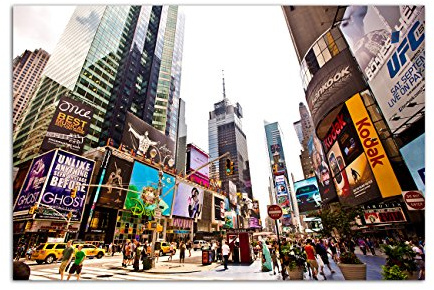 Augenblicke Wandbilder 120x80cm - Fotodruck auf Leinwand und Rahmen New York City Times Square Broadway - Leinwandbild auf Keilrahmen modern stilvoll - Bilder und Dekoration
