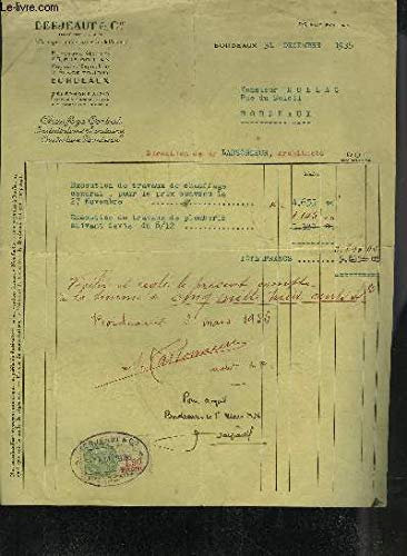 UNE FACTURE DE BERJEAUT & CIE CHAUFFAGE CENTRAL INSTALLATIONS SANITAIRES COUVERTURE PLOMBERIE - DATANT DE 1935 - DESTINEE A MONSIEUR RULLAC.