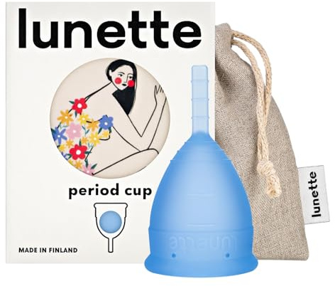 Lunette Copa Menstrual – Copa Menstrual Reutilizable – Silicona de Grado Médico Sin BPA – Hasta 12 Horas de Comodidad – Alternativa al Tampón Reutilizable Hasta 10 Años, Tamaño 1 Blue