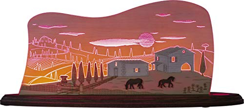 weigla - Schwibbogen original Erzgebirge I Motiv Toskana Sonne I Dekoleuchte I LED-Lichterbogen I Größe 47 x 20 x 8,2 cm I Inklusive Beleuchtung I Deko innen I aus Holz & Acryl