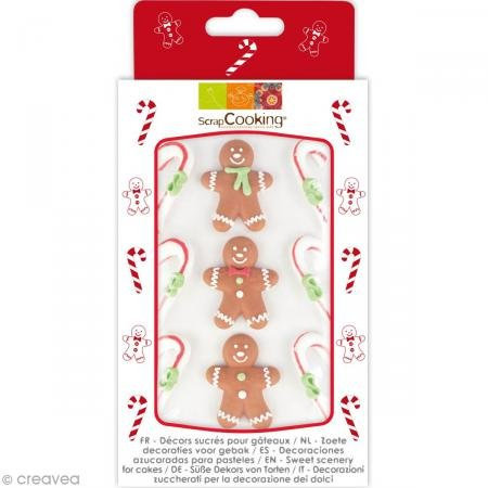 SCRAP COOKING Décoration sucre pour gâteaux - Pain d'épice et sucre d'orge, Pour Noël - 9 pcs