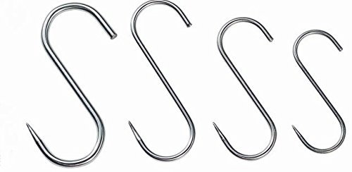 10 Stück - S Haken Fleischer Haken aus Edelstahl verschiedene Größen *sehr hochwertig* (180 mm)