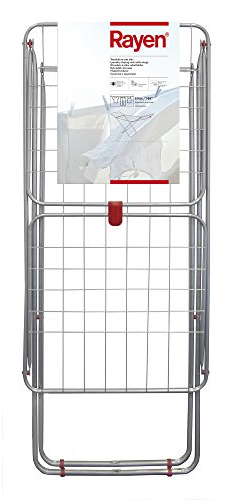 Rayen | Tendedero con alas | Superficie de tendido de 19 m | Sistema de bloqueo de alas | Tendedero plegable y antideslizante|Para interior y exterior|182 x 55 x 102 cm Color Acero|19 metros