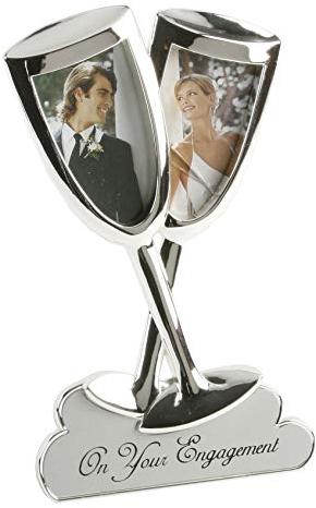 Juliana 2 Tone Silver Plated Frame With Champagne Flutes  Engagement