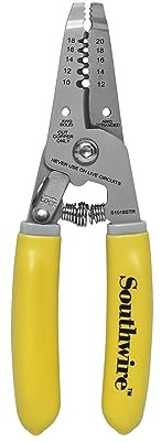 Southwire Compact Stripper 10-18AWG - Designed for Fast Wire Prep & Clean Strips - Stainless Steel Blades - Spring-Loaded Grip - Serrated Nose for Twisting