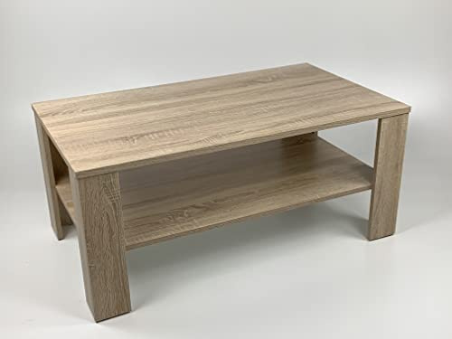 Möbel SD Couchtisch(Bea) Sonoma Eiche hell Sägerau Breite 100 cm Tiefe 54cm Höhe 43,5 cm