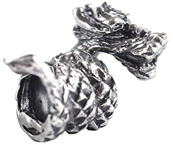 Battle-Merchant - Wikinger Bartperle Kleiner Drache aus 925er Silber - Mittelalter Schmuck für Reenactment und LARP Fans