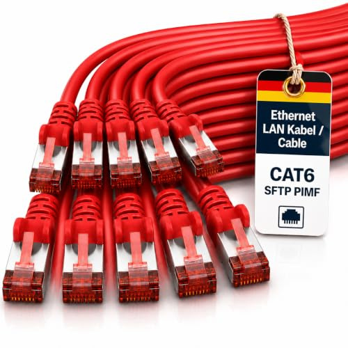 1aTTack.de 10x 5m Cat6 Cat.6 Ethernet-Kabel Cat 6 Netzwerk-Kabel Patch-Kabel RJ45 SFTP - Rot