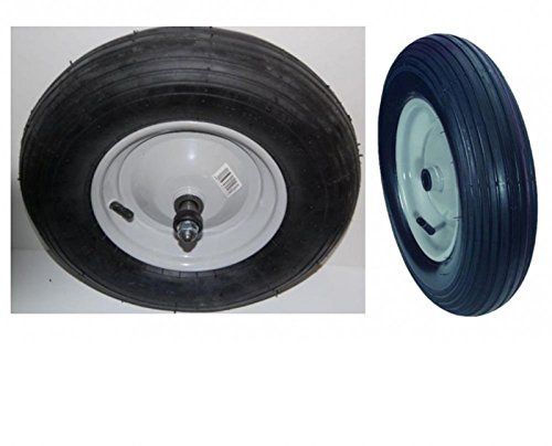 Westfalia Schubkarrenrad mit Achse - Gummirad als Ersatz für Schubkarren Bohrung 20 mm Gewinde 12 mm