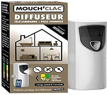 Protecta® Difusor automático de Aerosol insecticida – Dispositivo programable con Mando a Distancia para hogar y Exterior – Solución contra Insectos Rastreros y Volantes – Pilas Incluidas