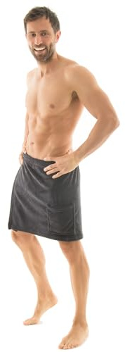 CelinaTex Malaga Saunakilt Herren S/M anthrazit Mikrofaser Sauna Kilt Coral Fleece Saunamantel Saunatuch