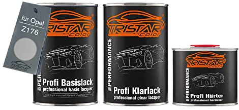 TRISTARcolor Autolack Dosen für Opel Z176 Switchblade Silver Metallic 2,5L | Set aus Basislack + 2K Klarlack + Härter, Literware, spritzfertig