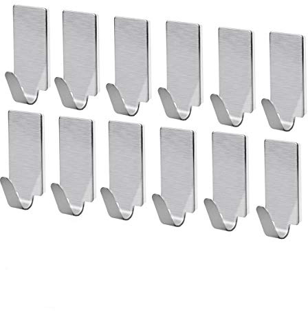 NUOLUX 12st selbstklebend Edelstahl Handtuch Haken Handtuch Racks Wand Haken für Küche Bad
