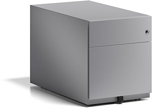 BISLEY Rollcontainer Note mit Griffleiste, 1 Universalschublade, 1 HR-Schublade, Metall, 355 Silber, 77.5 x 42 x 49.5 cm