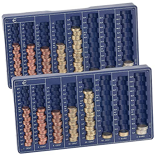PEARL Münzzählbrett: 2er-Set Euro-Münzbretter für alle Euro- und Cent-Münzen (Münzsortierer, Münzzählbrett Euro, Geldkassette)
