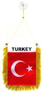 AZ FLAG Autofahne Türkei 15x10 cm Türkische Polyester 100D Saugnapf | Für außen Autoflagge Türkiye genähte wetterfeste Ausführung 100D Polyester