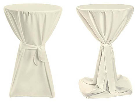 TexDeko® Stehtischhussen Premium mit Schleifenband Creme Ø 80cm