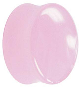 Treuheld® | 16mm Glas Ohr Plug/Flesh Tunnel | Pink/Rosa | Double Flared | Ohne Gewinde | Damen und Herren | halb-durchsichtig/transparent