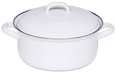 Riess, 0128-033 - Cazuela con tapa, color blanco clásico, diámetro de 16 cm, 1 litro, altura 12,3 cm, color blanco inducción