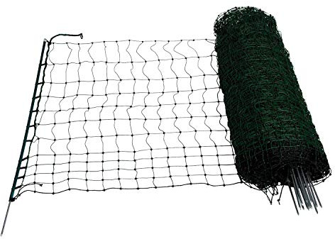 Sicherheitsnetz für Geflügel, 105cm, 25m, 9 Pfähle, grün