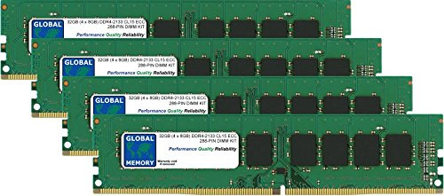 32GB (4 x 8GB) DDR4 2133MHz PC4-17000 288-PIN ECC DIMM (UDIMM) MEMORY RAM KIT COMPATIBLE WITH SERVERS/WORKSTATIONS/MOTHERBOARDS (*NOT FOR PCs*)