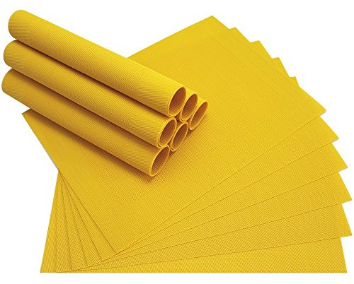 matches21 mesa Espacio Set Borda – Juego de 12 Individuales Manteles Amarillo Tejido de plástico, 46 x 33 cm Lavable