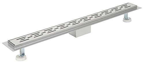 Zelsius Scarico doccia Bendigo in acciaio inox piastrellabile, 100 cm, scarico quadrato per doccia uguale al pavimento, canalina per doccia con sifone e filtro per capelli, sifone e filtro per