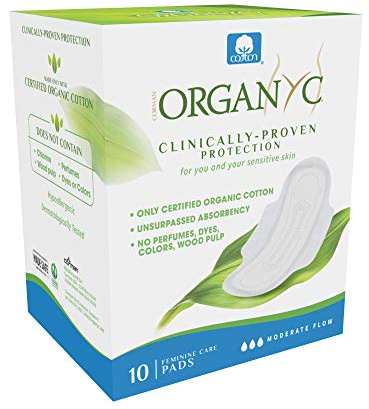 Organyc PRI 5837 Damenbinden, normal, einzeln verpackt, 100% Biobaumwolle, 2 Packungen mit je 10 Stück