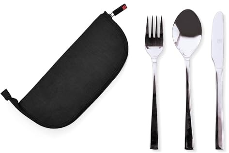 Iris Barcelona - Funda Cubiertos Universal, Bolsa Porta Cubiertos Impermeable con Cremallera, Porta Cuberteria para Llevar al Camping, Trabajo, Almuerzo, Picnic o Viaje, Color Negra
