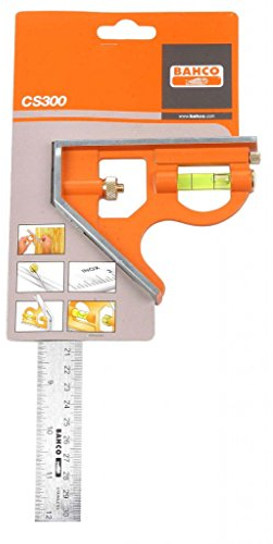 Bahco Righello Quadrato 300 mm con Costruzione con Livello Incorporato e Punta in Metallo