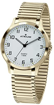 Atrium Damen-Armbanduhr Analog Quarz Edelstahl 5 bar Leuchtzeiger Flexband Gold A13-60