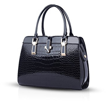 Nicole&Doris Damen Handtaschen Neue Umhängetasche Lackleder Shell Schultertasche Henkeltaschen Tasche für Frauen Schwarz